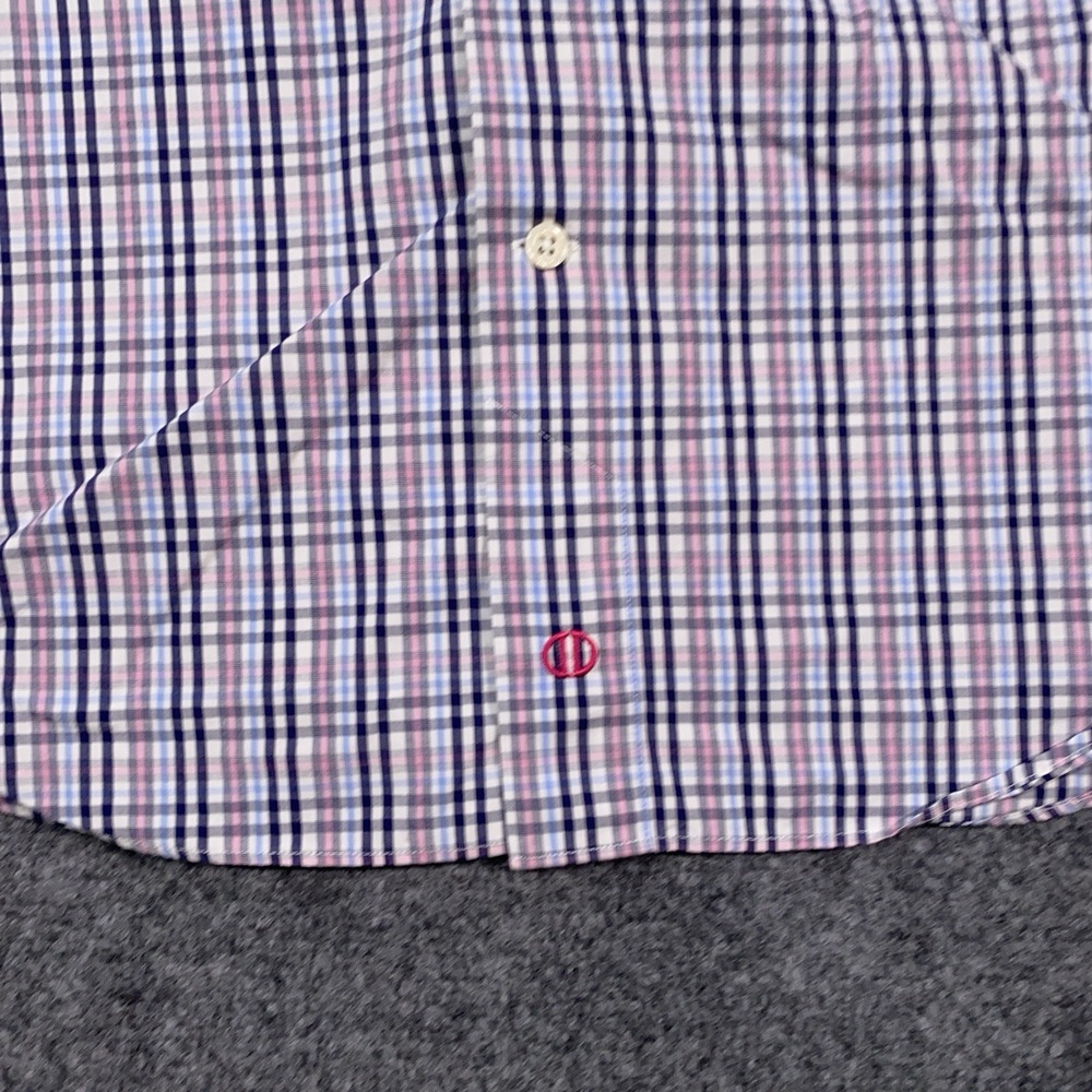 David Donahue Trim Fit Check Luxury Non-Iron Dress Shirt Mens 15 32/33 (S/M) - Picture 4 of 10